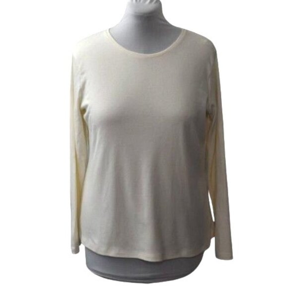 Croft & Barrow Womens Long Sleeve Top Crewneck Top Petite XLG Winter White - Picture 1 of 7